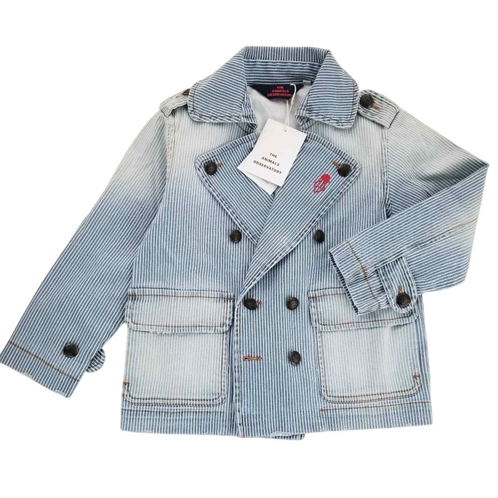 NWT The Animals Observatory Lion Striped Jean Jacket (Kids 4) TAO